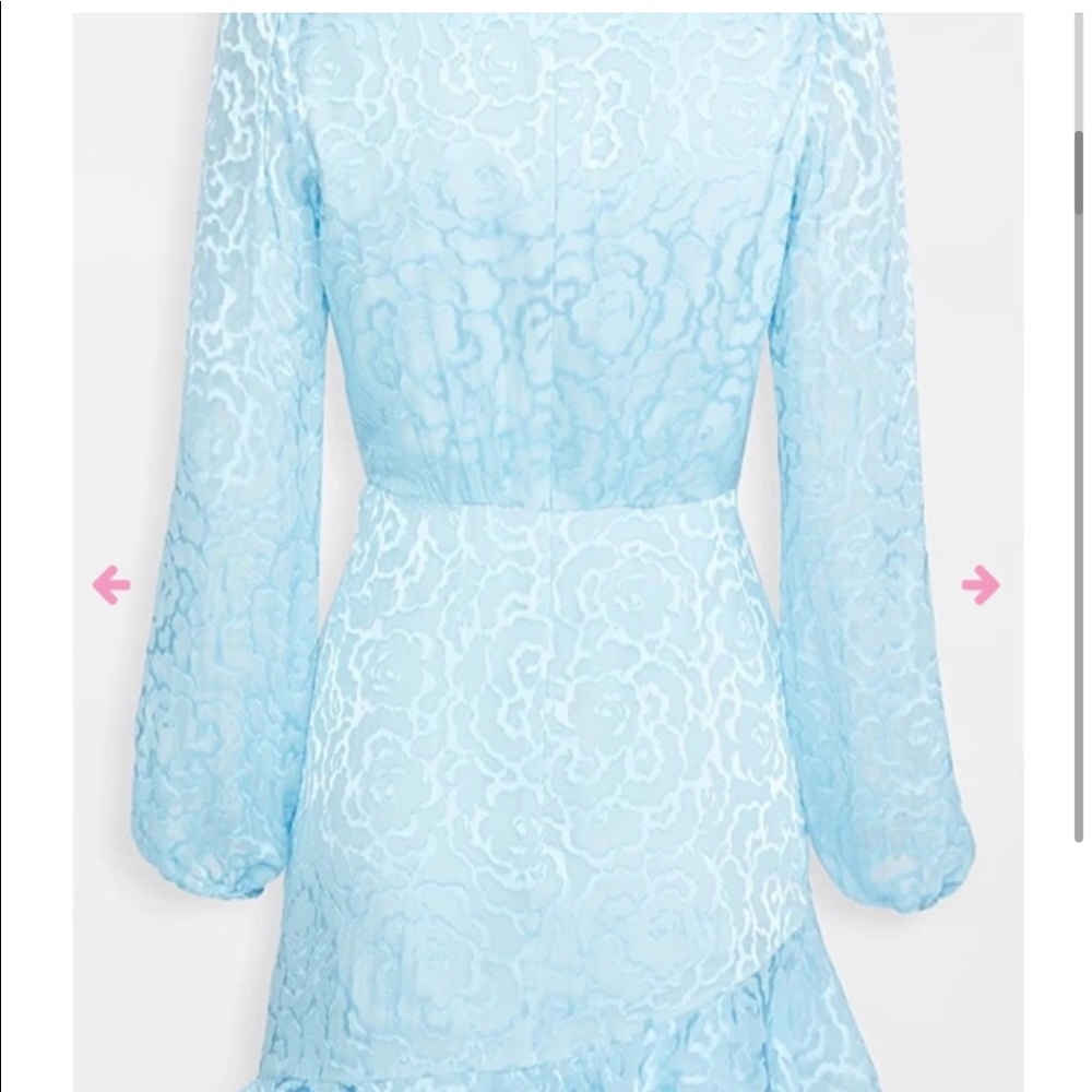 Saloni Alya Heart Jacquard Long Sleeve Silk Minidress In Ice Blue Size 8 - Picture 3 of 4
